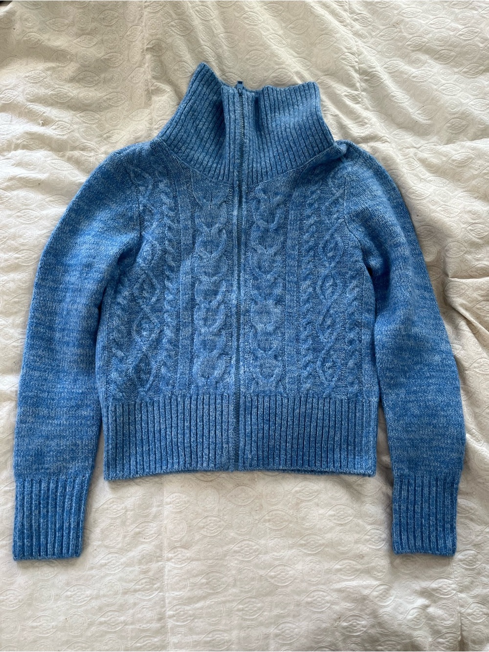 NWT Janabelle Women’s Blue Cable-Knit Zip-Up Sweater size medium